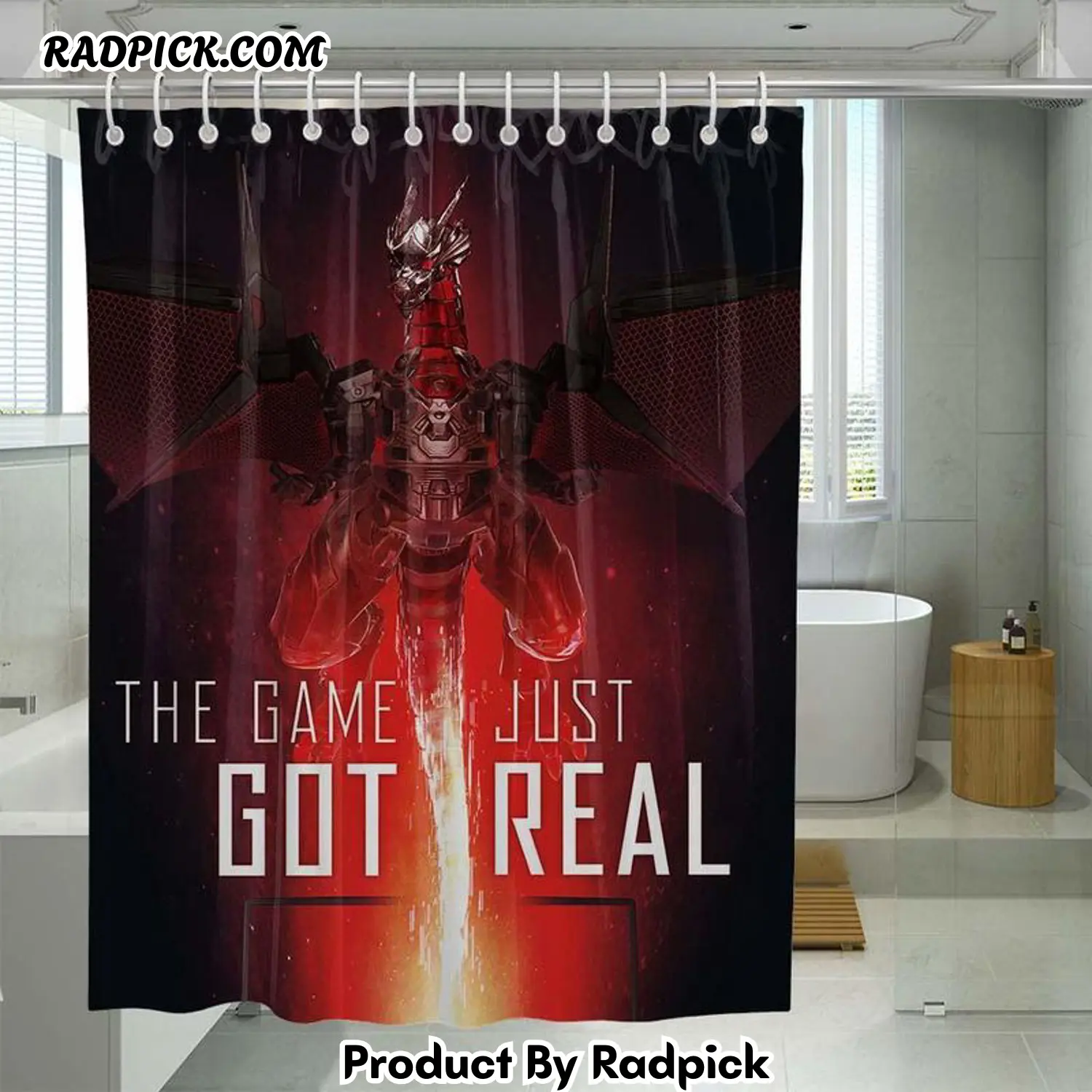 The game just get real graphic shower curtain set for bathroom decor gift for friends rp38787